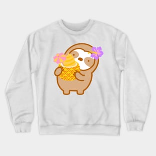 Cute Hawaiian Pineapple Soft Serve Sloth Crewneck Sweatshirt